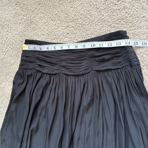 Ramy Brook Jessy Black Midi Shirred Asymmetrical Front Side Skirt Size 4 - Picture 12 of 15
